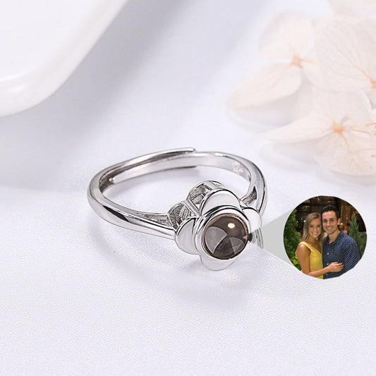 Pure 92,5% Silver Flower Projection Ring